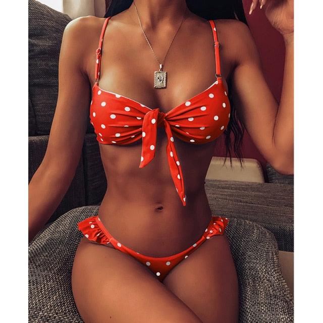 Women Dot Bikini Women Two Piece Swimsuit Women's Bikini Set Swimsuit Micro Strapless 2 Piece Bathing Suit Tie Side Bikini Bottoms Push Up Swimwear Bathing Suit Beach Wear Swimming Suit