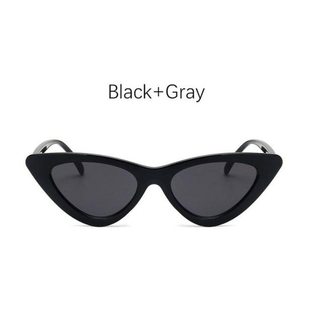 Women Elegant Black Summer Sunglasses Stylish New Popular Cat Eye Design Sunglasses For Woman New Small Eyewear Shades For Women Retro Summer Design Glasses