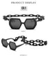 Women Elegant Design Sunglasses Stylish Fashionable Square Shape Sunglasses For Women Latest Unique Chain Style Sun Glasses For Female New Different Shades Large Frame Eyewear