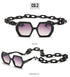 Women Elegant Design Sunglasses Stylish Fashionable Square Shape Sunglasses For Women Latest Unique Chain Style Sun Glasses For Female New Different Shades Large Frame Eyewear