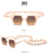 Women Elegant Design Sunglasses Stylish Fashionable Square Shape Sunglasses For Women Latest Unique Chain Style Sun Glasses For Female New Different Shades Large Frame Eyewear