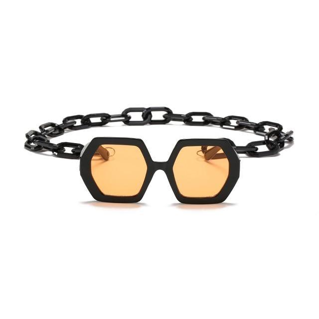 Women Elegant Design Sunglasses Stylish Fashionable Square Shape Sunglasses For Women Latest Unique Chain Style Sun Glasses For Female New Different Shades Large Frame Eyewear