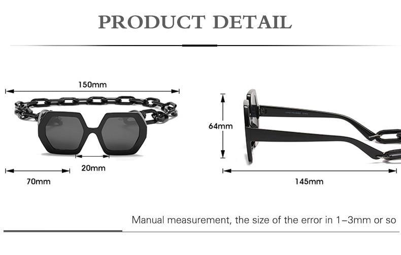 Women Elegant Design Sunglasses Stylish Fashionable Square Shape Sunglasses For Women Latest Unique Chain Style Sun Glasses For Female New Different Shades Large Frame Eyewear