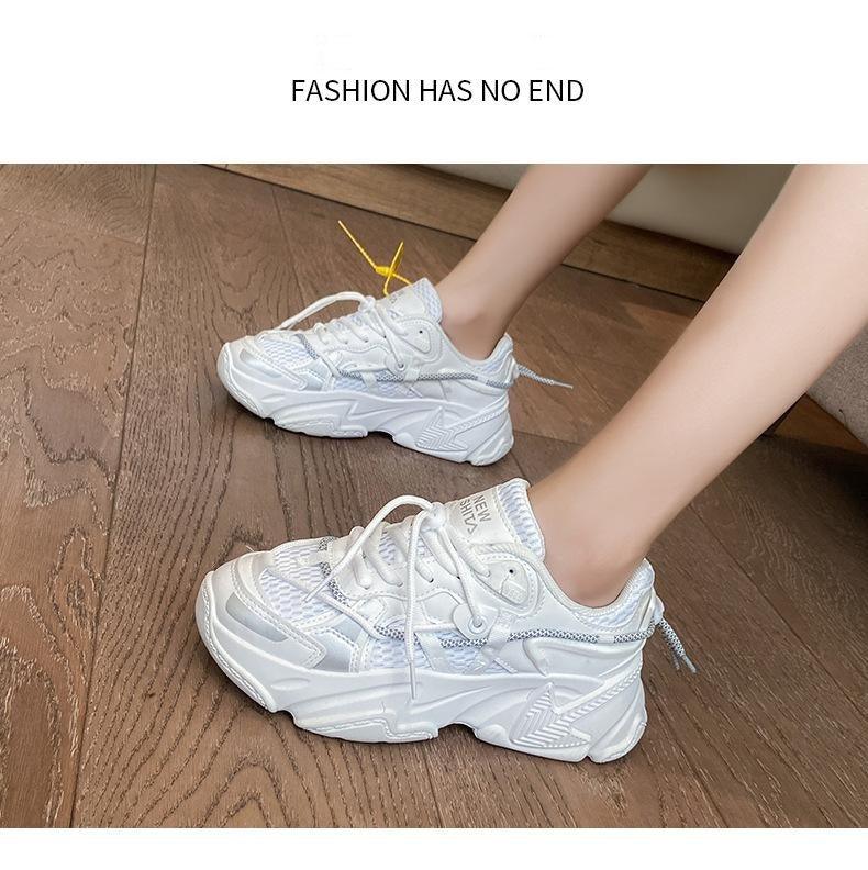 Women Fashion Sneakers Casual Leather Sports Shoes Sneakers Comfortable Walking Footwear Fashion New Lightweight Casual Thick Sneakers