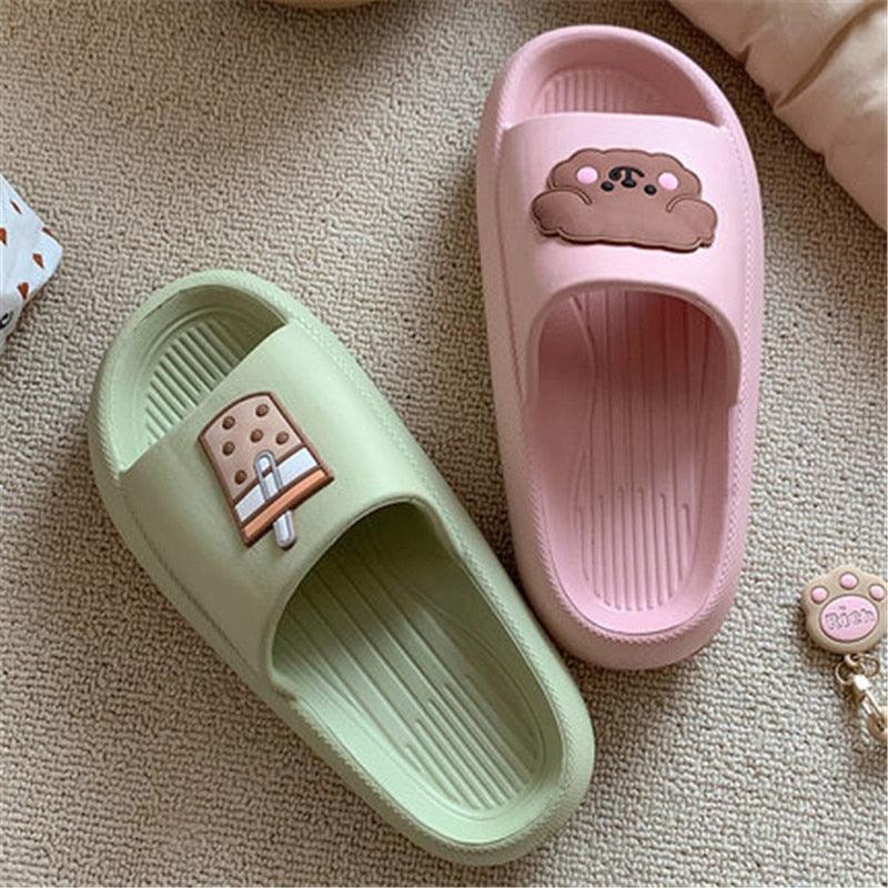 Women Flip Flops Indoor Soft Non Slip Slippers Summer Fashion New Flat Beach Casual Cats Dogs Shoes Open Toe Soft Slippers Soft Shower Bath Pool Gym House Slipper