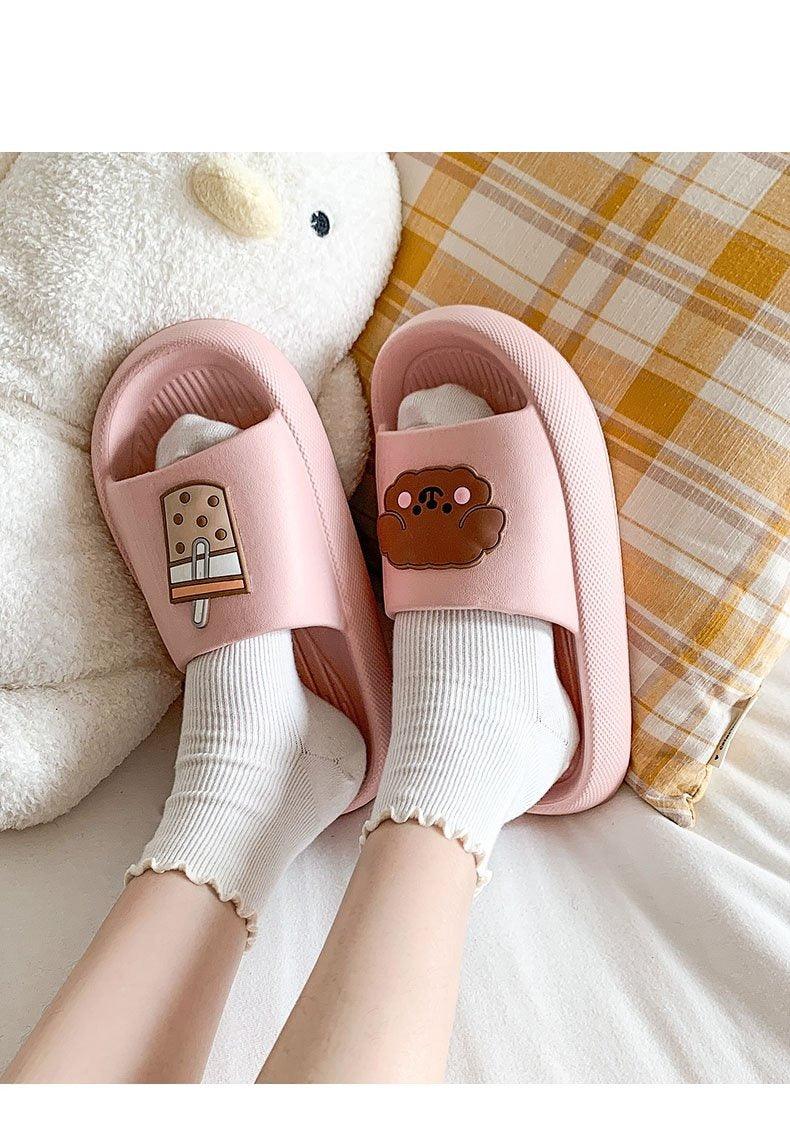 Women Flip Flops Indoor Soft Non Slip Slippers Summer Fashion New Flat Beach Casual Cats Dogs Shoes Open Toe Soft Slippers Soft Shower Bath Pool Gym House Slipper