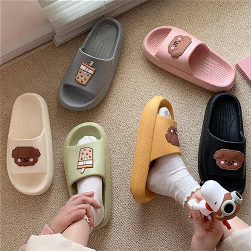 Women Flip Flops Indoor Soft Non Slip Slippers Summer Fashion New Flat Beach Casual Cats Dogs Shoes Open Toe Soft Slippers Soft Shower Bath Pool Gym House Slipper