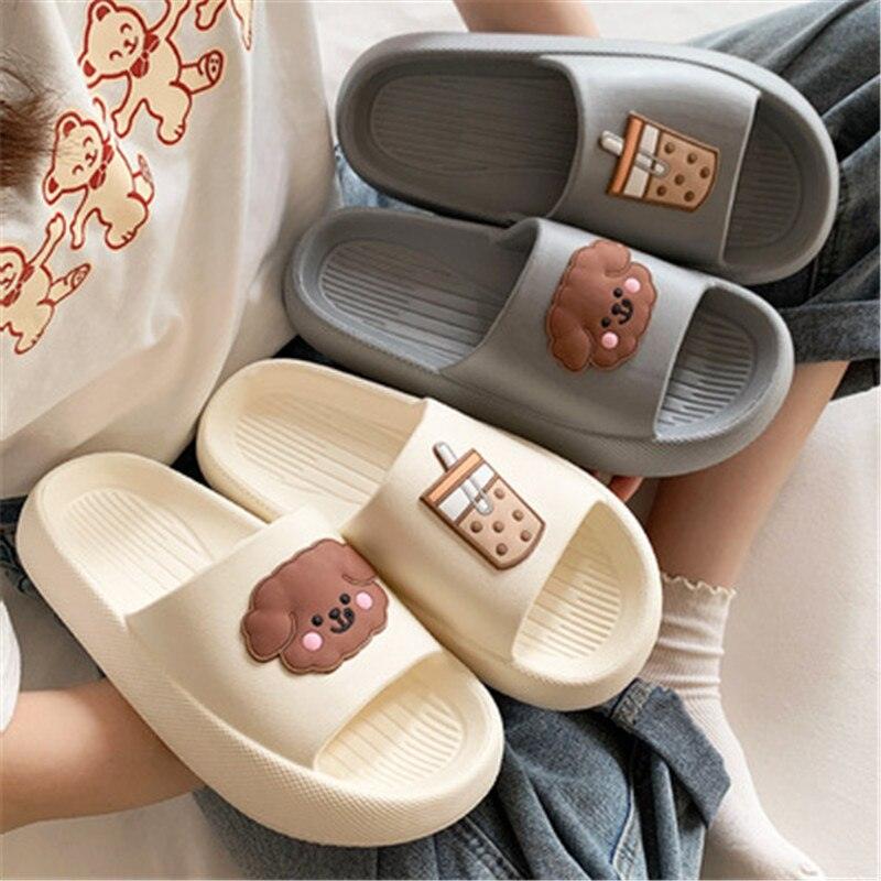 Women Flip Flops Indoor Soft Non Slip Slippers Summer Fashion New Flat Beach Casual Cats Dogs Shoes Open Toe Soft Slippers Soft Shower Bath Pool Gym House Slipper