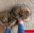 Women Fox Fur Slides Home Beautiful Flat Sandals Female Cute Fluffy House Woman Fur Fluffy Slippers Furry Slides Summer Sandals Open Toe Indoor Outdoor Comfortable Slides Sandals