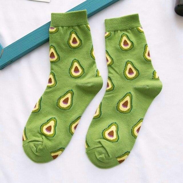 Women Funny Socks Spring Autumn Cartoon Socks Avocado Lemon Watermelon Peach Strawberry Banana Casual Socks Combed Out Of Cotton Soft Socks For Men And Women