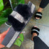 Women Fur Slippers Summer Home Flat Fur Slides For Women Fluffy Shoes Glitter Women' Casual Shoes House Slippers With Arch Support Slip-On Slippers For Women Flat Sandals