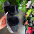 Women Fur Slippers Summer Home Flat Fur Slides For Women Fluffy Shoes Glitter Women' Casual Shoes House Slippers With Arch Support Slip-On Slippers For Women Flat Sandals