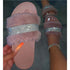 Women Fur Slippers Summer Home Flat Fur Slides For Women Fluffy Shoes Glitter Women' Casual Shoes House Slippers With Arch Support Slip-On Slippers For Women Flat Sandals