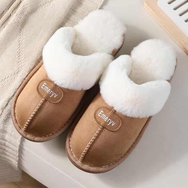 Women Fur Slippers Winter Warm Shoes Suede Plush House Indoor Outdoor Men Couples Cotton Cozy Comfy Faux Fur Slip-On Women House Shoes Memory Foam Suede Fluffy Comfort Plush Anti-Slip Slippers