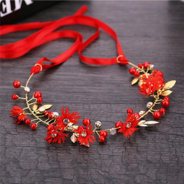 Women Girls Flower Headband Bride Flower Crown Hairband Hair Accessories Wedding Party Spring Bohemia Wreath Headpiece Headwear  Flower Wreath Crown Wedding Garland Headband Floral Hair Accessories For Women And Girls