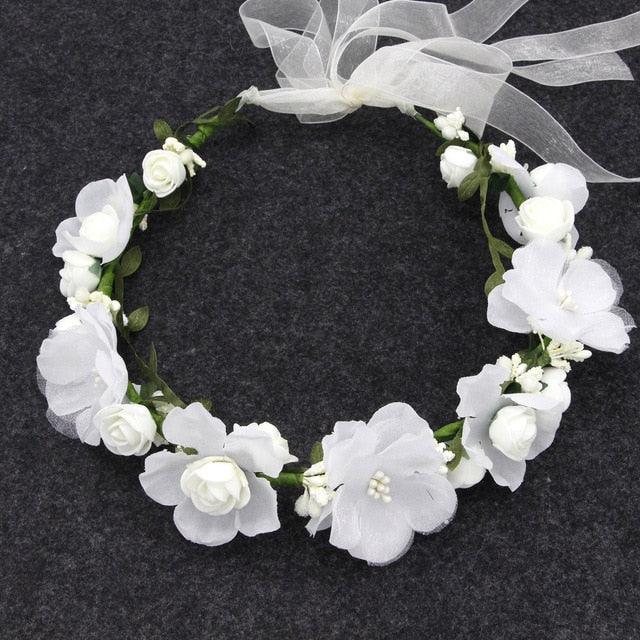 Women Girls Flower Headband Bride Flower Crown Hairband Hair Accessories Wedding Party Spring Bohemia Wreath Headpiece Headwear  Flower Wreath Crown Wedding Garland Headband Floral Hair Accessories For Women And Girls