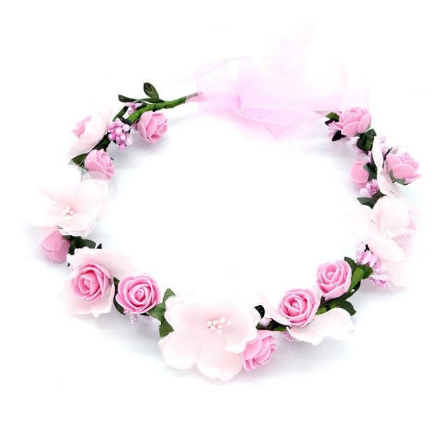 Women Girls Flower Headband Bride Flower Crown Hairband Hair Accessories Wedding Party Spring Bohemia Wreath Headpiece Headwear  Flower Wreath Crown Wedding Garland Headband Floral Hair Accessories For Women And Girls