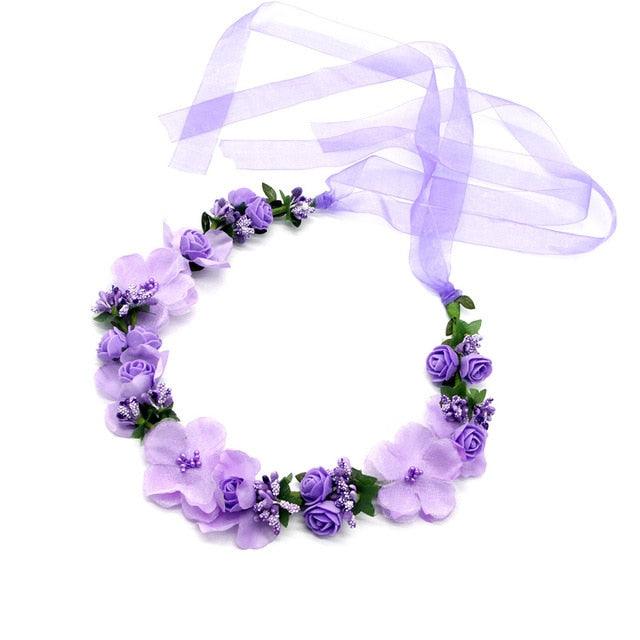 Women Girls Flower Headband Bride Flower Crown Hairband Hair Accessories Wedding Party Spring Bohemia Wreath Headpiece Headwear  Flower Wreath Crown Wedding Garland Headband Floral Hair Accessories For Women And Girls