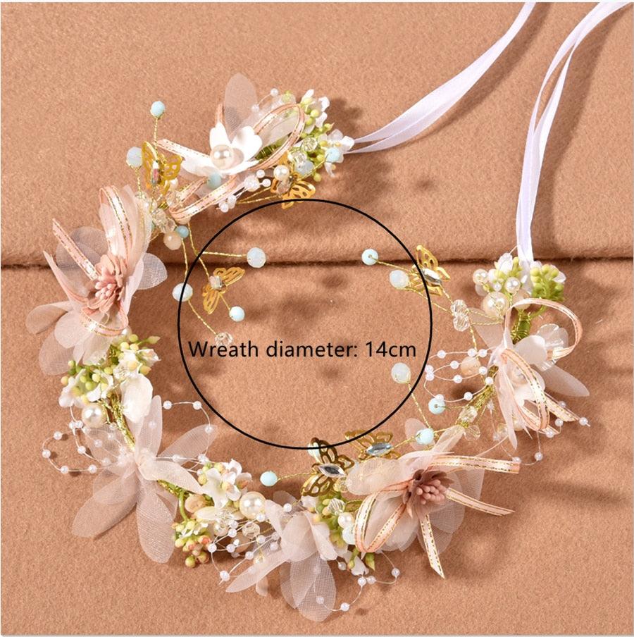 Women Girls Flower Headband Bride Flower Crown Hairband Hair Accessories Wedding Party Spring Bohemia Wreath Headpiece Headwear  Flower Wreath Crown Wedding Garland Headband Floral Hair Accessories For Women And Girls