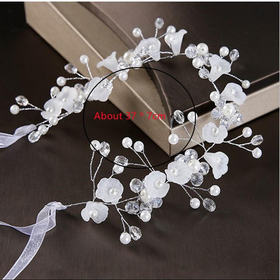 Women Girls Flower Headband Bride Flower Crown Hairband Hair Accessories Wedding Party Spring Bohemia Wreath Headpiece Headwear  Flower Wreath Crown Wedding Garland Headband Floral Hair Accessories For Women And Girls