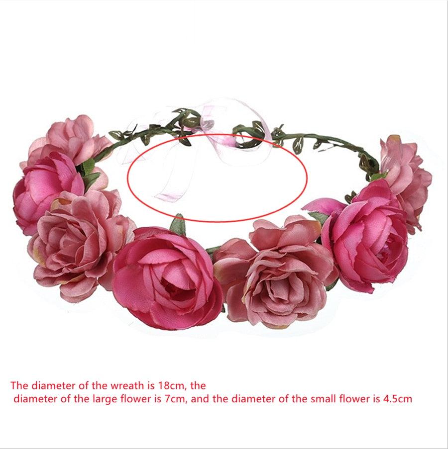 Women Girls Flower Headband Bride Flower Crown Hairband Hair Accessories Wedding Party Spring Bohemia Wreath Headpiece Headwear  Flower Wreath Crown Wedding Garland Headband Floral Hair Accessories For Women And Girls