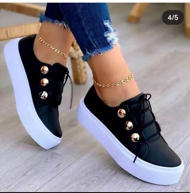 Women Gold Sneakers White Round Head Platform Causal  Sports Cute Pink Fashion Flats Exclusive Women's Cult Fashionable High Platform Calf White Sneaker Lace Up Stylish Casual Walking Sneakers