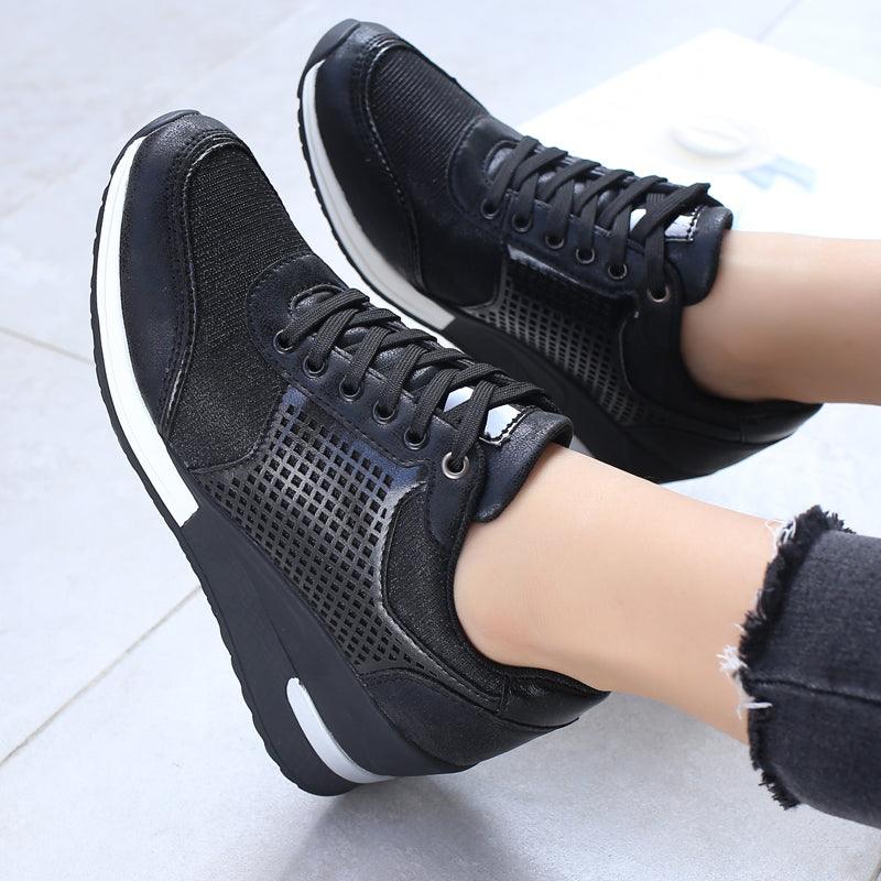 Women Height Increasing Walking Jogging Sneakers Gold Silver Sport Running Women's Lightweight Casual Everyday Walking Fashion High Heels Comfortable Sneakers