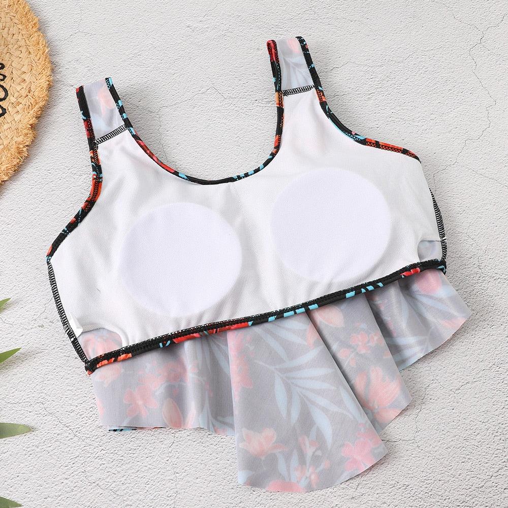 Women High Waist Bikini Plus Size Swimwear Summer Swimsuit Beach Bathing Suit Ruffle Bikini  Floral Printed Ruffle High Waist Bikini Set Women's Tummy Control Bathing Suit Swimsuit Flounce Peplum