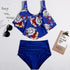 Women High Waist Bikini Plus Size Swimwear Summer Swimsuit Beach Bathing Suit Ruffle Bikini  Floral Printed Ruffle High Waist Bikini Set Women's Tummy Control Bathing Suit Swimsuit Flounce Peplum