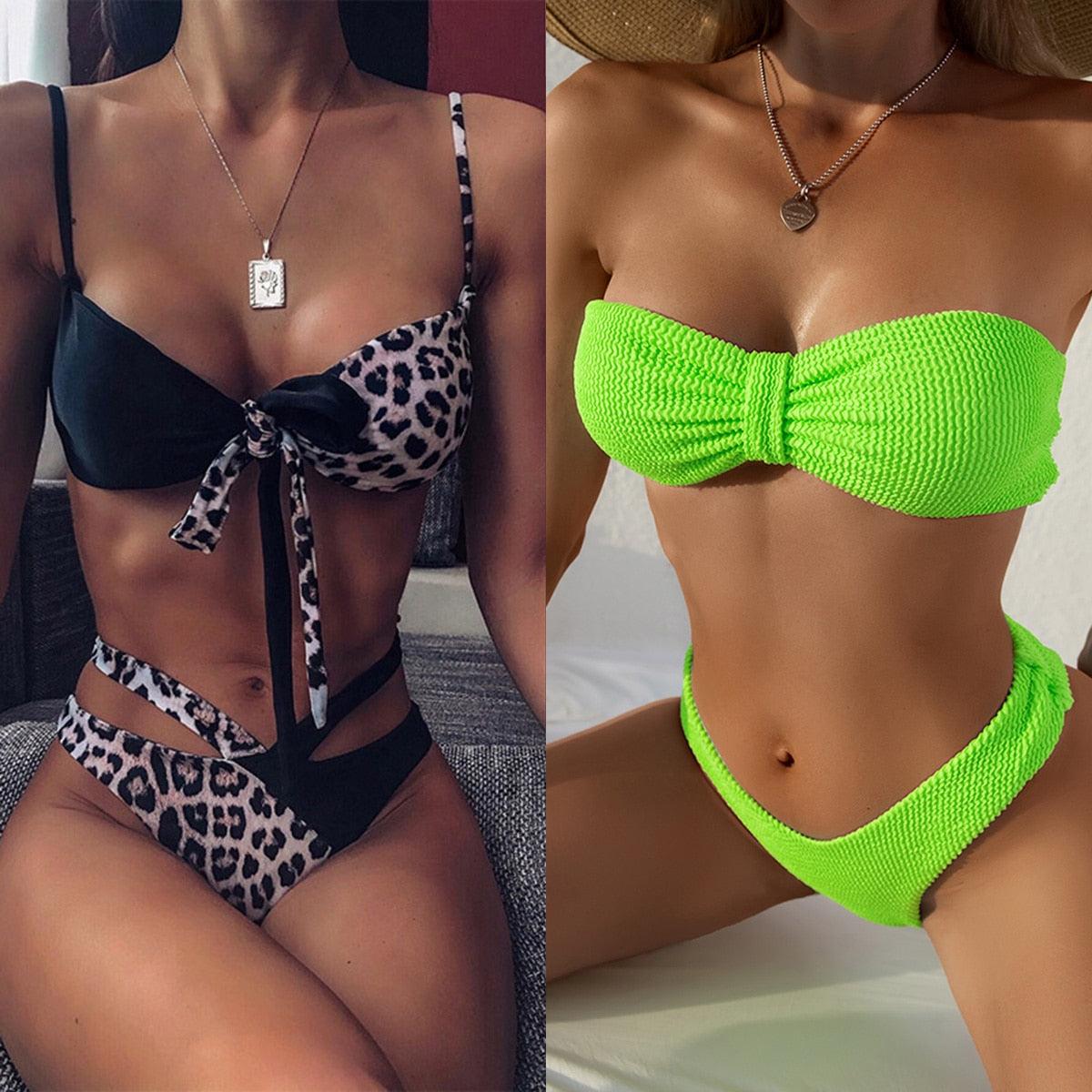 Women High Waist Bikini Swimsuit Swimwear Female Women Metal Ring Cross Bandage Bikini Set Swimsuit Two Piece Cutout Tie Back Bathing Suit Thong Bikini Set Bathing Suit Bather