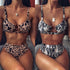 Women High Waist Bikini Swimsuit Swimwear Female Women Metal Ring Cross Bandage Bikini Set Swimsuit Two Piece Cutout Tie Back Bathing Suit Thong Bikini Set Bathing Suit Bather