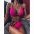 Women High Waist Bikini Swimsuit Swimwear Female Women Metal Ring Cross Bandage Bikini Set Swimsuit Two Piece Cutout Tie Back Bathing Suit Thong Bikini Set Bathing Suit Bather