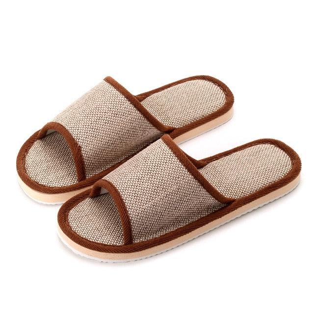 Women Indoor Slippers Flat Shoes Spring Autumn Linen Flip Flops Home Slippers Comfortable Memory Foam Slippers Lining Slip-On Lightweight Durable House Shoes