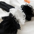 Women Lace Mesh Black White Cotton Socks Japanese Maiden Lovely Short Socks Frilly Ruffle Princess Socks For Women