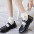 Women Lace Mesh Black White Cotton Socks Japanese Maiden Lovely Short Socks Frilly Ruffle Princess Socks For Women