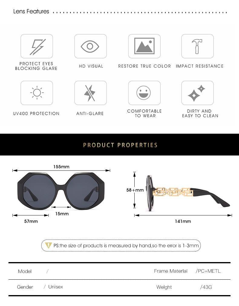 Women Large Hexagon Inspired Sunglasses Fashionable Big Frame & Polygonal Ladies Sunglasses Classic Retro Shape Street Shooting Sunglasses For Men And Women Sunglasses