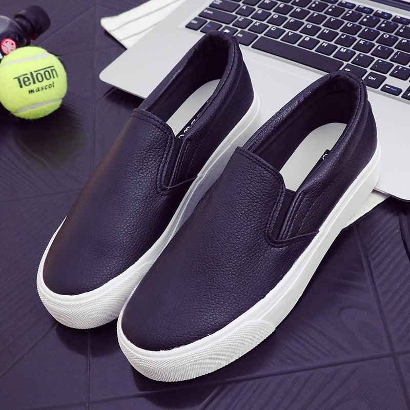 Women Leather Espadrilles Spring Trend Casual Flats Sneakers New Fashion Comfort Slip-on Platform Vulcanized Shoes Women Casual Fashionable Sports Espadrilles