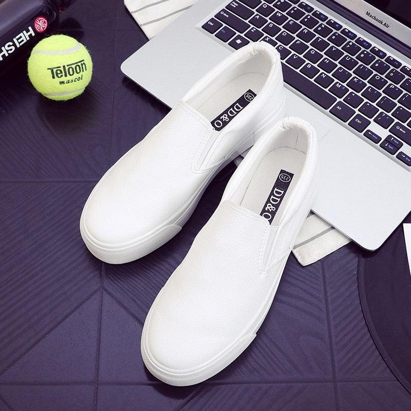 Women Leather Espadrilles Spring Trend Casual Flats Sneakers New Fashion Comfort Slip-on Platform Vulcanized Shoes Women Casual Fashionable Sports Espadrilles