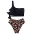 Women Leopard Print Swimsuit Women's Bikini One Shoulder Top High Waist Bottom Two Piece Swimsuits Women Push Up Bikini Set One Shoulder Beachwear Summer Leopard Bathing Suit High Waist Swimwear For Women