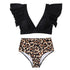 Women Leopard Print Swimsuit Women's Bikini One Shoulder Top High Waist Bottom Two Piece Swimsuits Women Push Up Bikini Set One Shoulder Beachwear Summer Leopard Bathing Suit High Waist Swimwear For Women