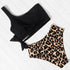 Women Leopard Print Swimsuit Women's Bikini One Shoulder Top High Waist Bottom Two Piece Swimsuits Women Push Up Bikini Set One Shoulder Beachwear Summer Leopard Bathing Suit High Waist Swimwear For Women