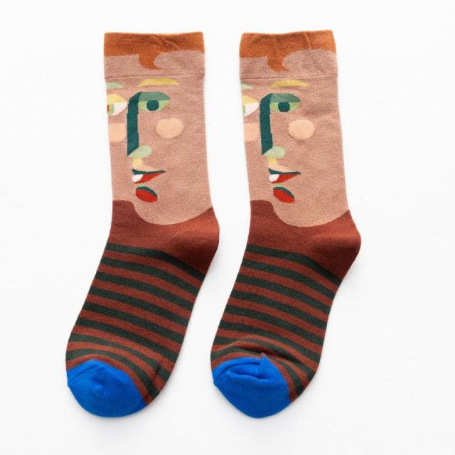 Women Long Sock Cartoon Print Creative Fashion Personalized Novelty Men Women Socks Winter Warm Comfortable Cotton Socks Running Cycling Socks For Men And Women