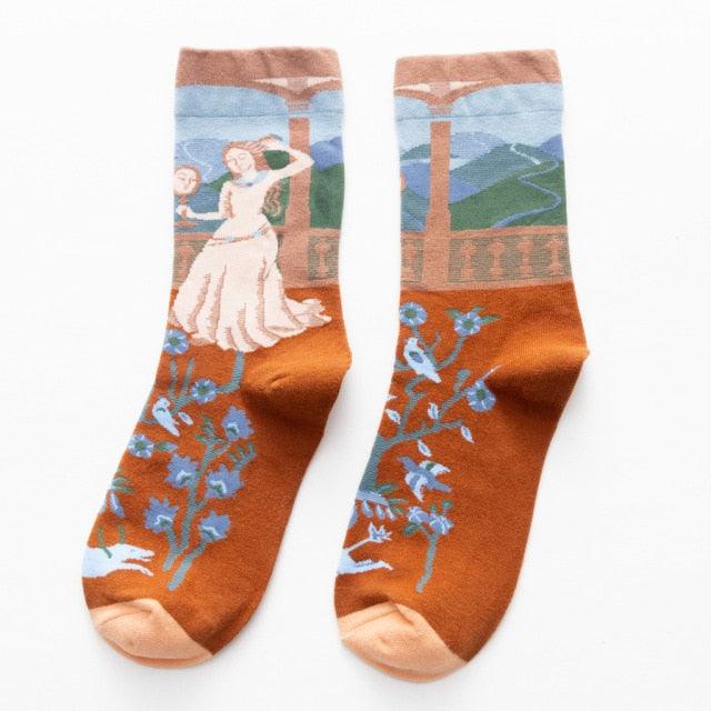 Women Long Sock Cartoon Print Creative Fashion Personalized Novelty Men Women Socks Winter Warm Comfortable Cotton Socks Running Cycling Socks For Men And Women