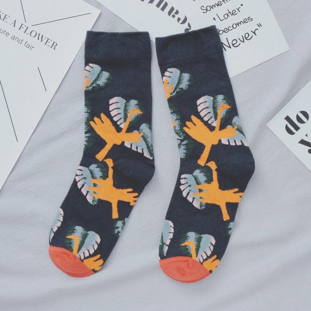 Women Long Sock Cartoon Print Creative Fashion Personalized Novelty Men Women Socks Winter Warm Comfortable Cotton Socks Running Cycling Socks For Men And Women