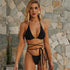 Women Luxury Black Swimsuit Female Two Piece Lace Up Bikini Backless Swimwear Women Summer Beachwear  Bikini Swimsuit For Women Two Piece Triangle Bikini With Extra Long Ties