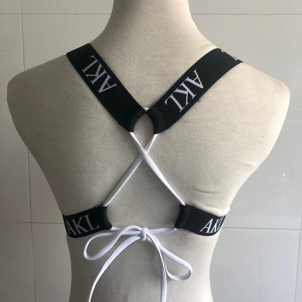 Women Luxury Black White Swimwear Women's Swimming Suit Push Up Bikini  Lace Up Bikinis Women Swimsuit Women's Bathing Suits Push Up Halter Bandage Bikini Letter Printing Mini Summer Bikini Set