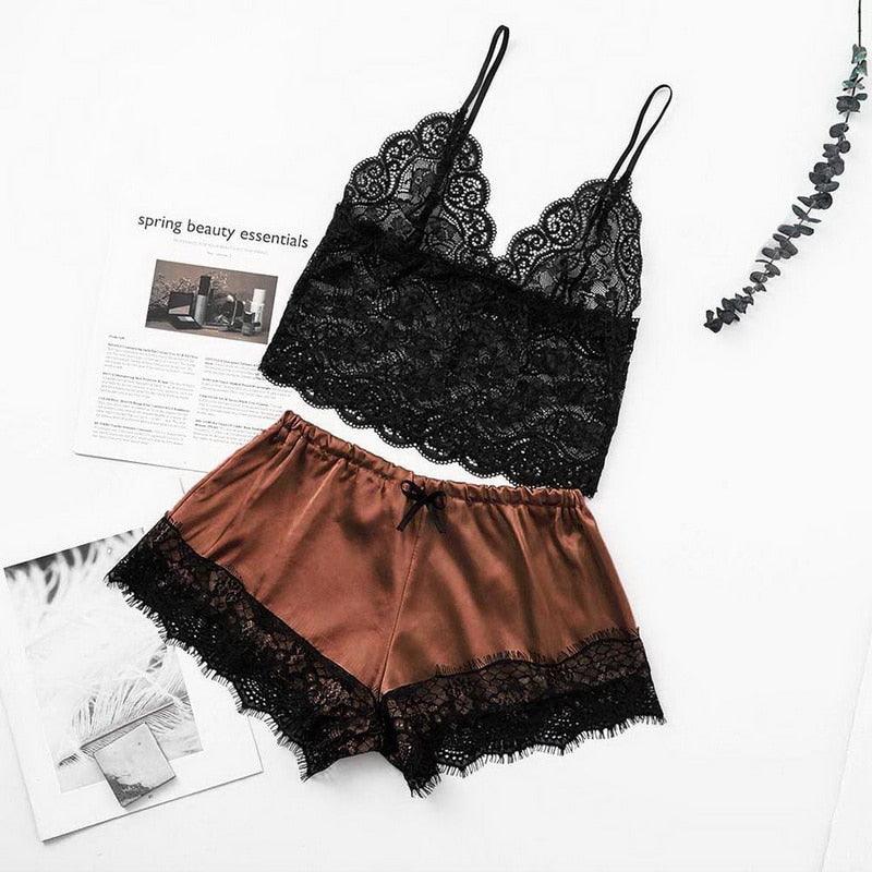 Women Luxury Bra Set Ladies Lingerie Set 2 Pieces Lace Bra And Panty Sets Strappy Lace Lingerie Set Lace Comfortable Polyester Sleepwear Underwear Tops Sets Lightweight Comfortable Design