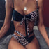 Women Luxury Leopard High Waist Bikini  Swimsuit Women's Push Up Bra Tie Side Cutout Bikini Set High Cut Padded Solid Bating Suit Swimwear Female Bikini Set Bathing Suit