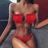 Women Luxury Leopard High Waist Bikini  Swimsuit Women's Push Up Bra Tie Side Cutout Bikini Set High Cut Padded Solid Bating Suit Swimwear Female Bikini Set Bathing Suit