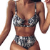 Women Luxury Leopard High Waist Bikini  Swimsuit Women's Push Up Bra Tie Side Cutout Bikini Set High Cut Padded Solid Bating Suit Swimwear Female Bikini Set Bathing Suit